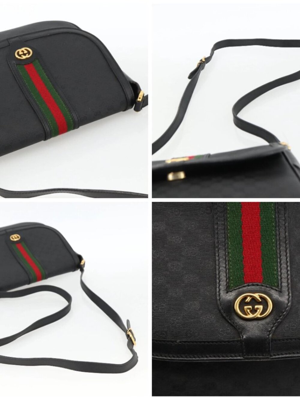 GUCCI Micro GG Supreme Web Sherry Line Bag PVC Black 001 115 0914 Auth ARZ351 - Picture 16 of 16